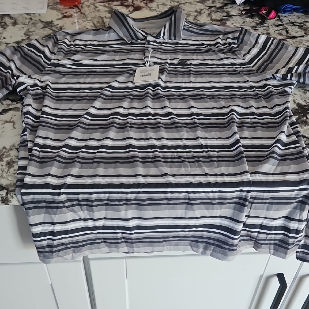 Ben Sherman Black and White Striped Polo Shirt